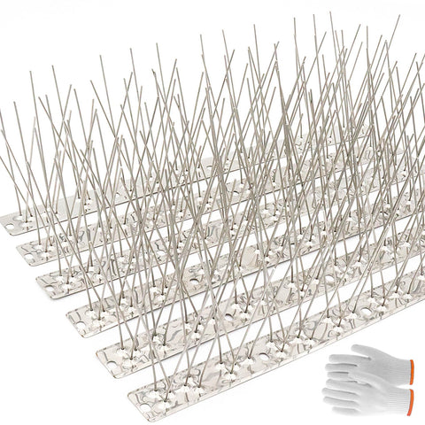 QIEGL bird spikes 304 stainless steel offer 50ft coverage for roof and fence protection.