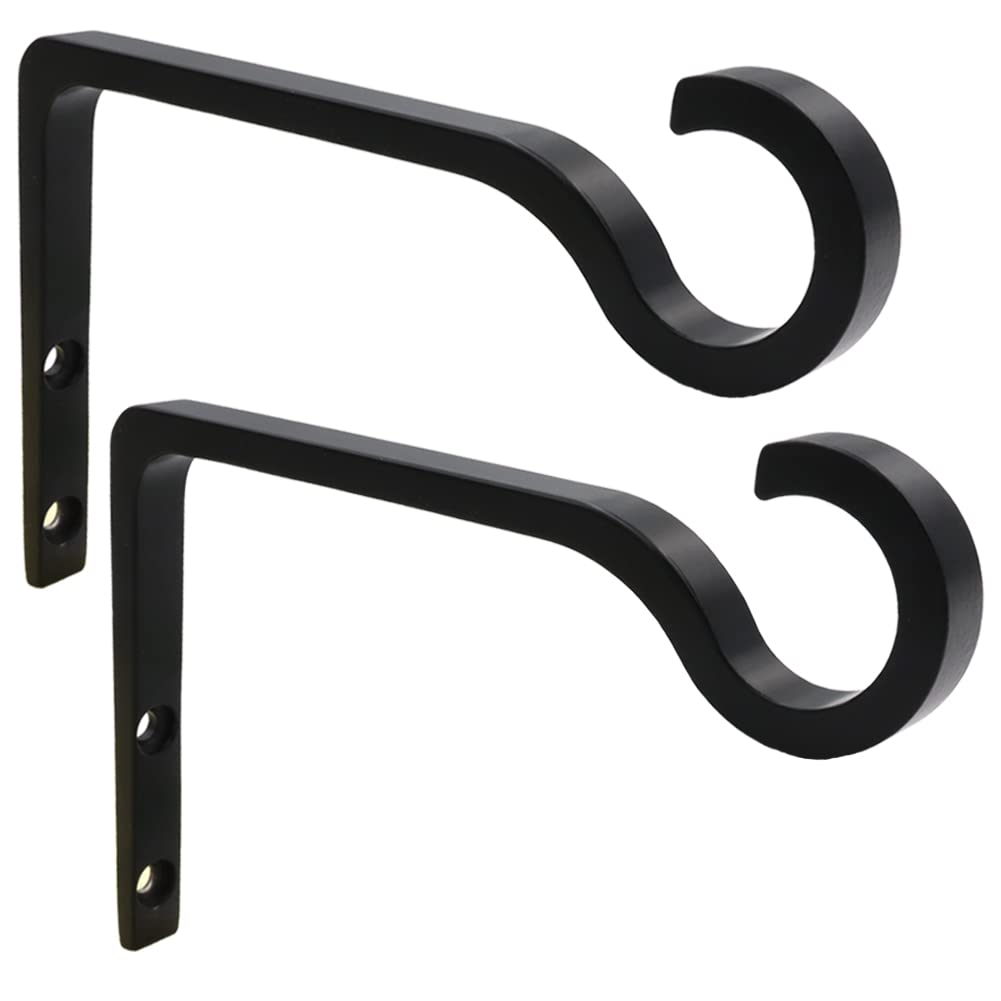 QIEGL hanging plant bracket 6-inch, sturdy matte black wall mount for outdoor or indoor pots.