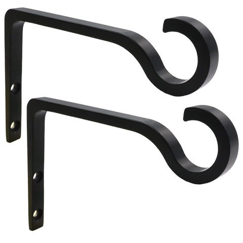 QIEGL hanging plant bracket 6-inch, sturdy matte black wall mount for outdoor or indoor pots.