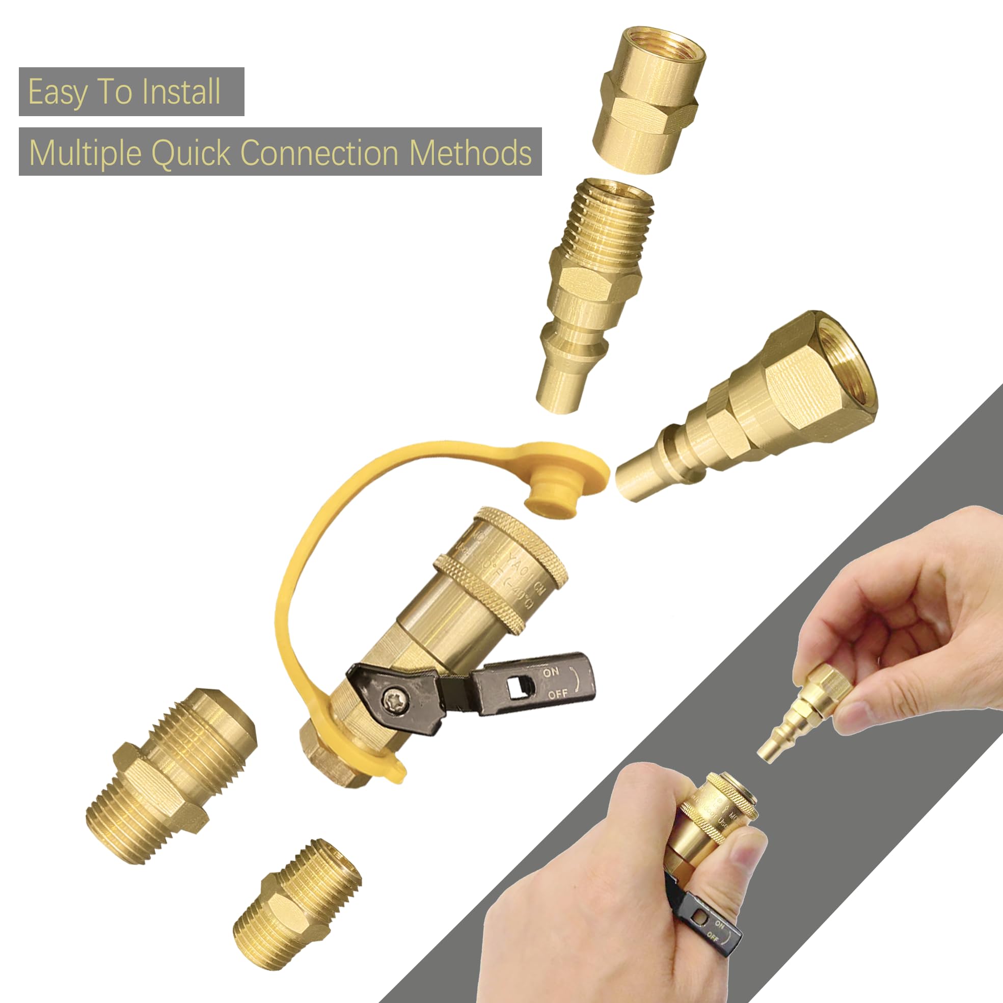 Qieoyk 3/8 inch flare to 1/4 inch NPT male adapter in action.