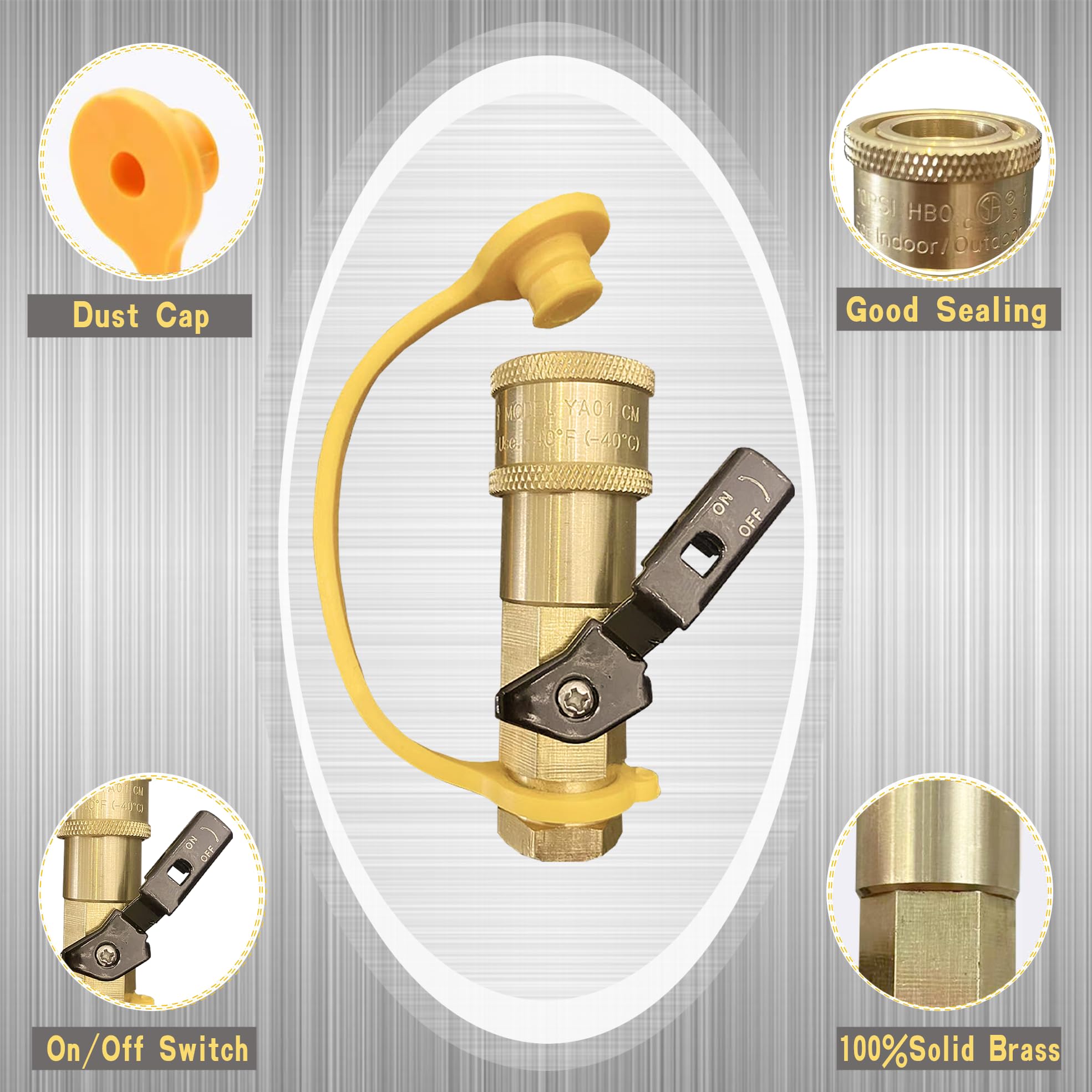 Qieoyk easy-install visual showcases tool-free setup for RV and grill connections.
