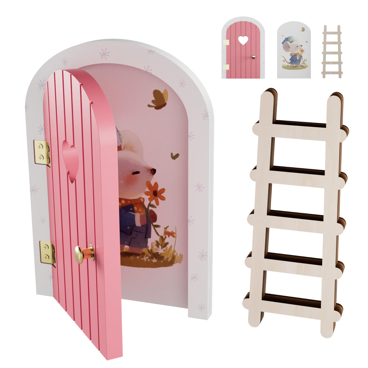 QIESIDM pink wooden fairy door mounted on wall invites imaginative bedtime play.