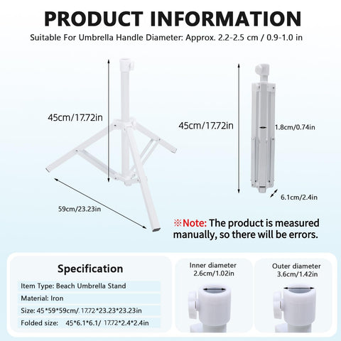 Qiilu umbrella base adjustable screws fit 2.2–2.5 cm poles for secure customization.