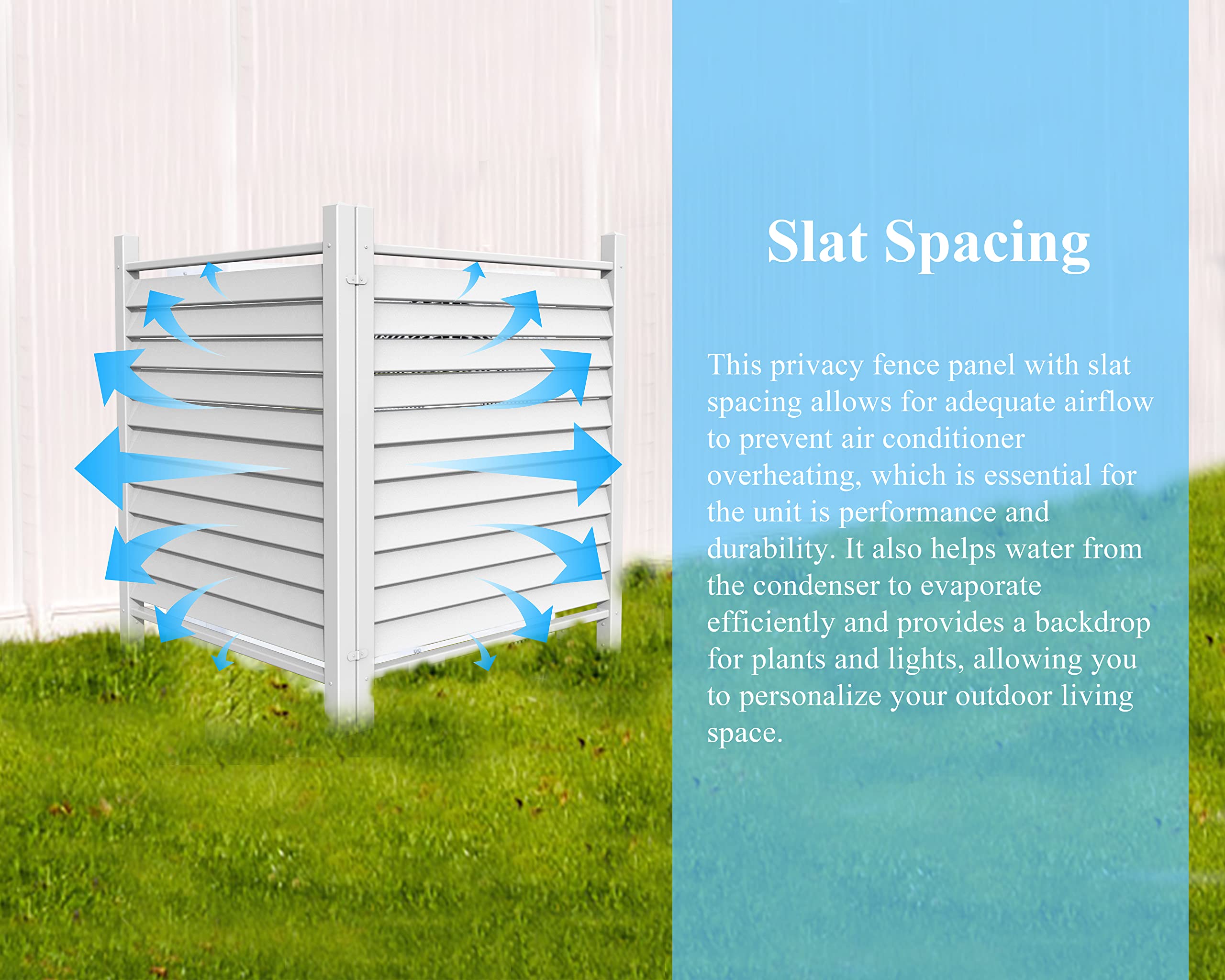 Qikdesign louvered vinyl slats allow airflow while keeping privacy