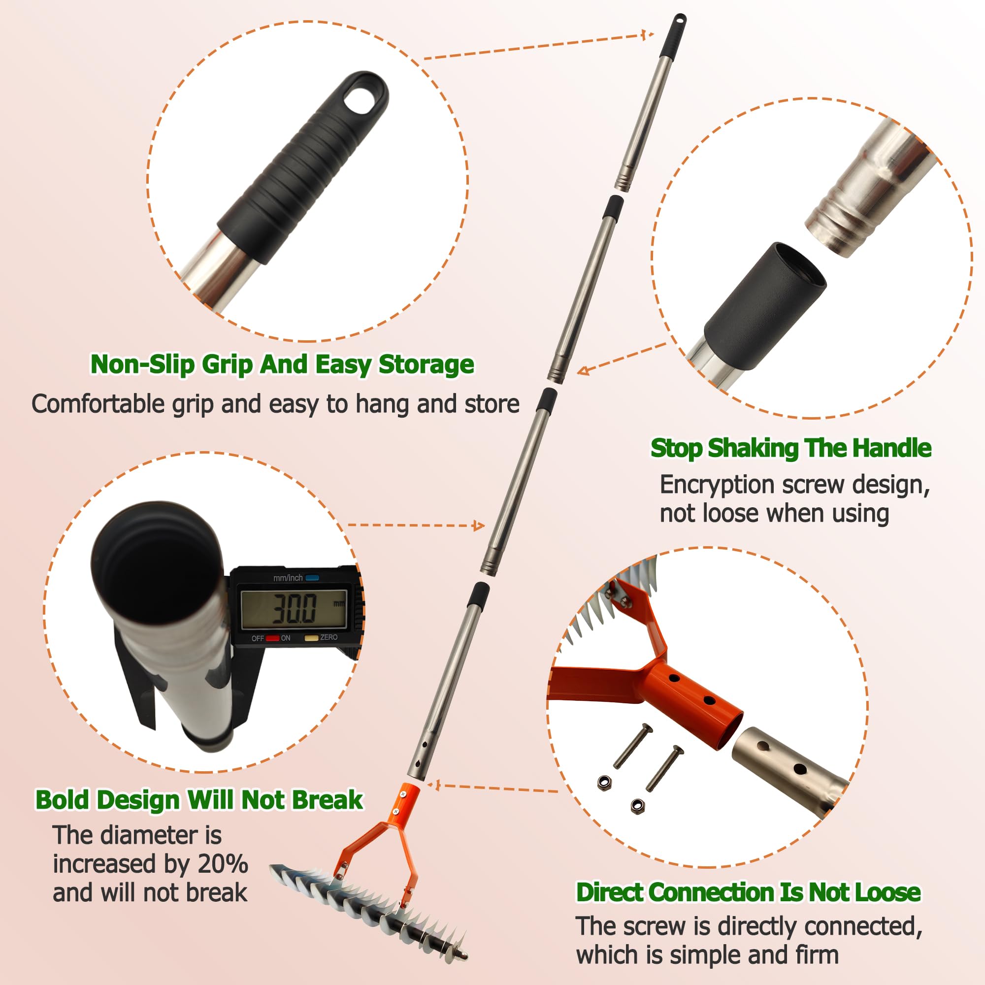 Qikstren dual-sided head thatch rake for versatile dethatching and cultivation.