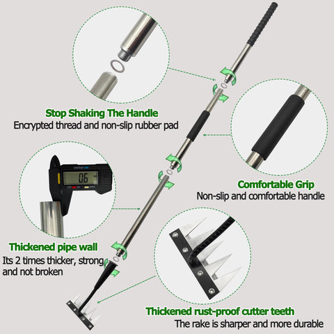 Anti-slip joints and full-thread build resist wobble during tough weeding tasks.