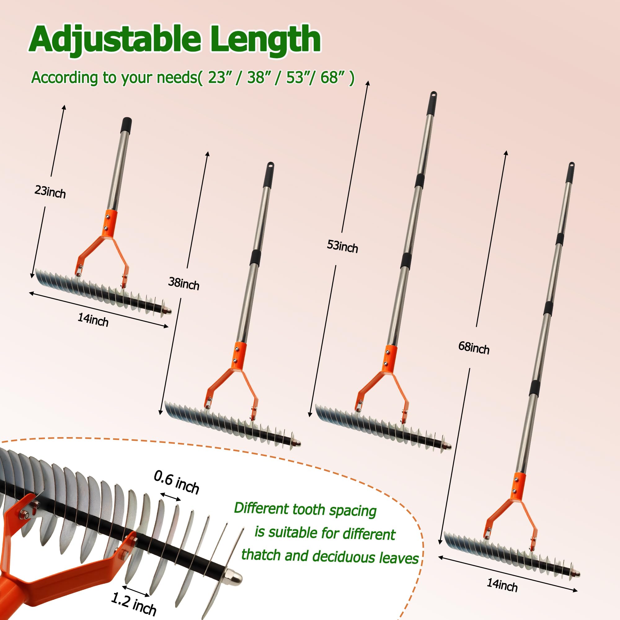 Qikstren stand-up ergonomic rake reduces back strain during full-yard dethatching.