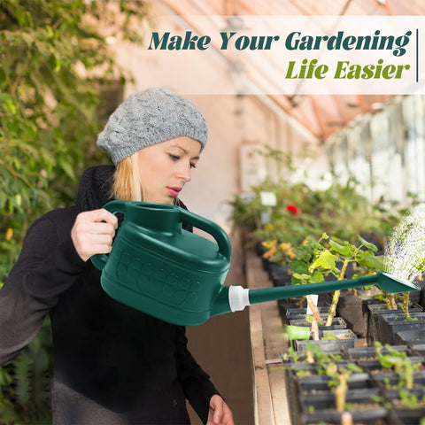 Qilebi watering can with detachable stainless steel shower head for gentle leaf irrigation.