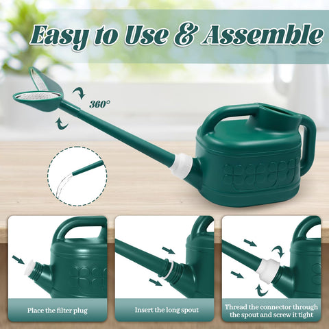 Qilebi watering can with ergonomic dual handles reduces strain.