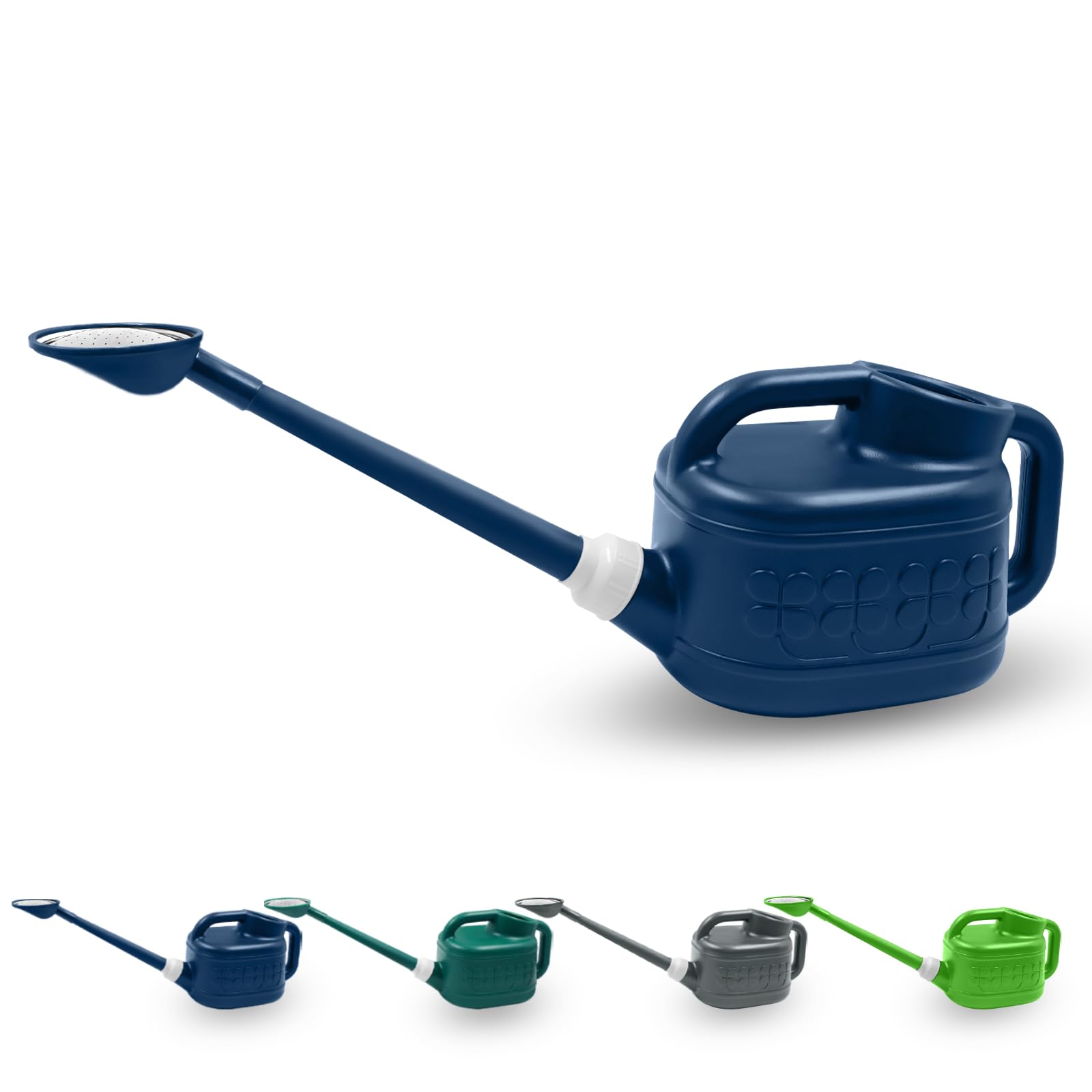 Qilebi 1 gallon watering can with long spout reaches distant plants without bending.