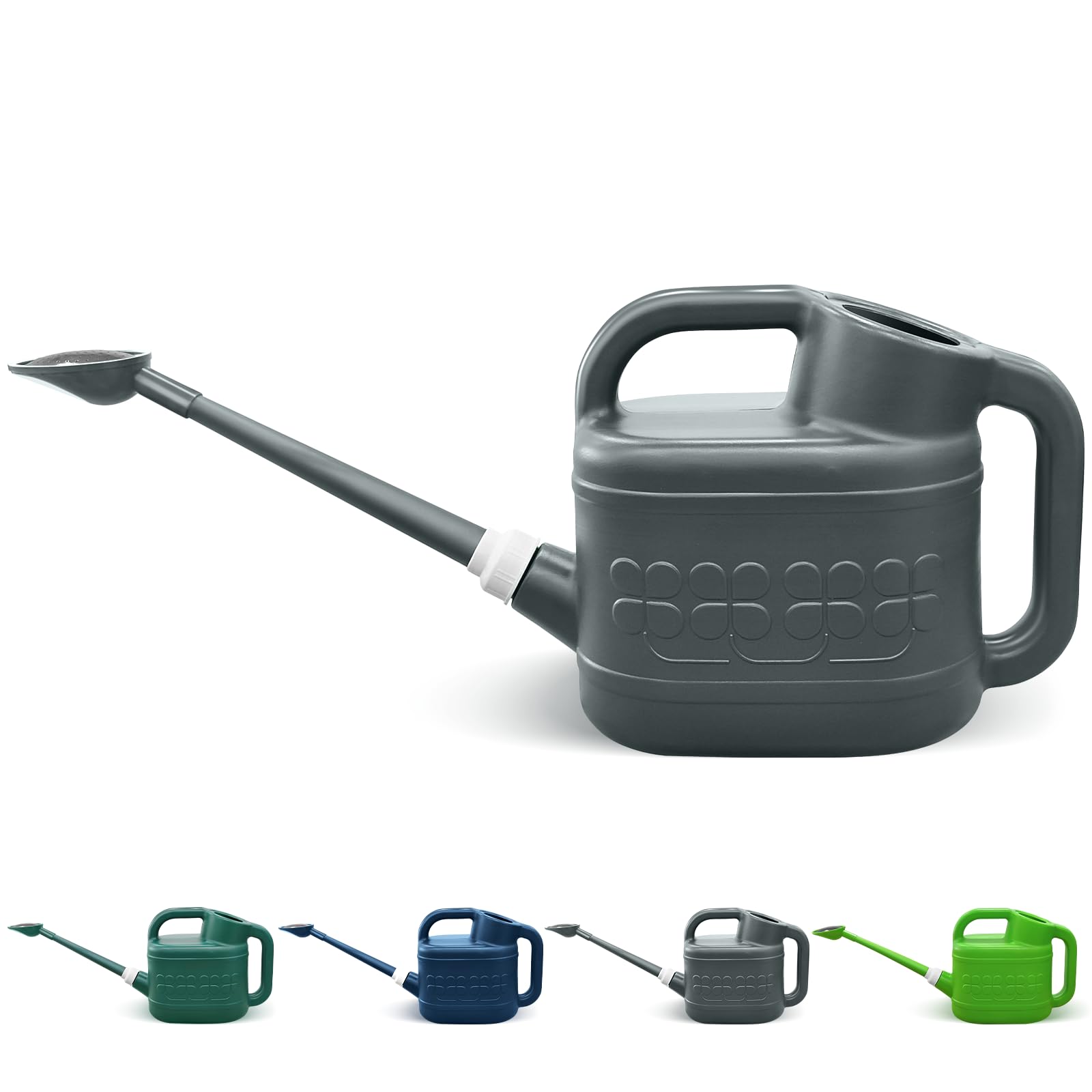Qilebi 2-gallon watering can front view, sturdy and ready for outdoor use