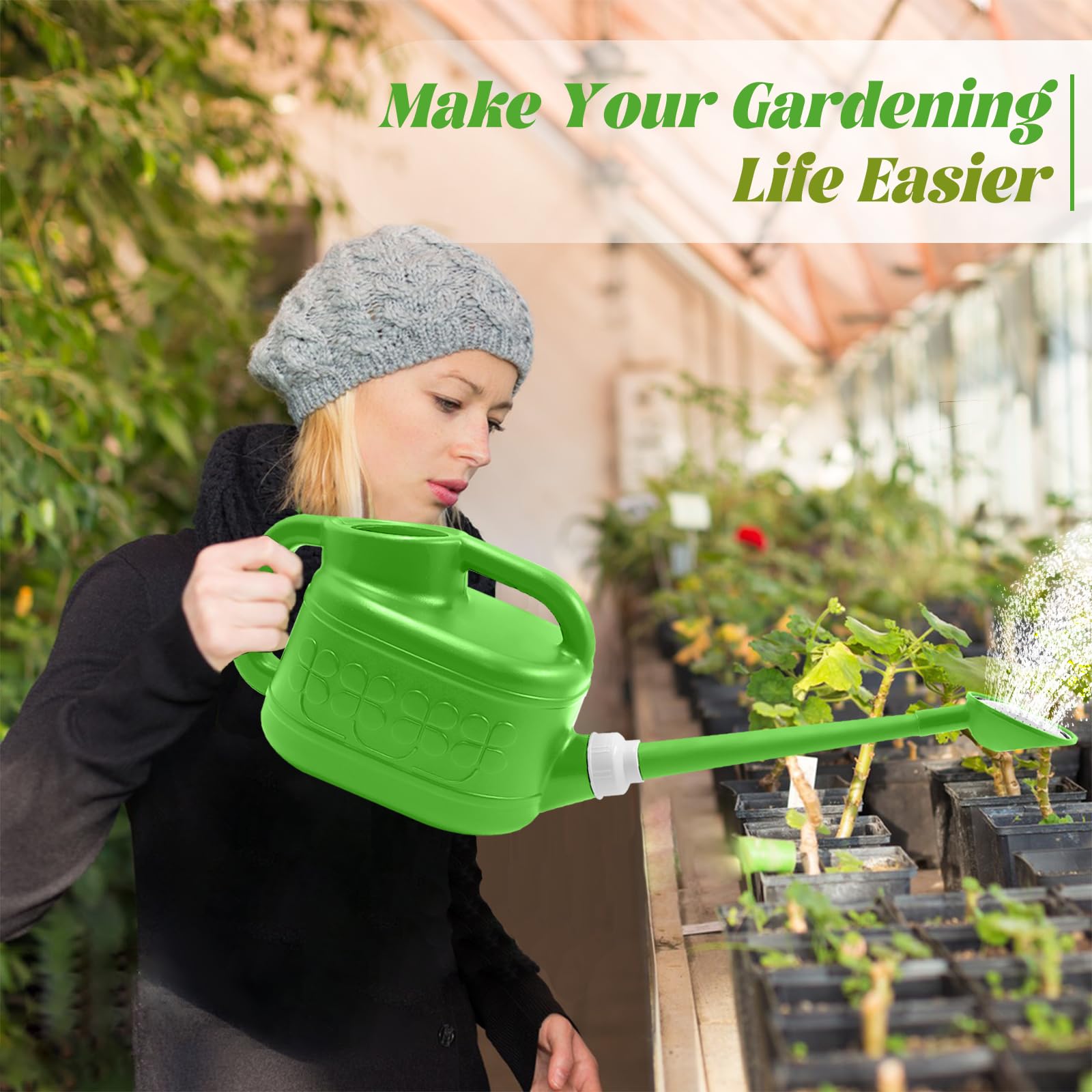 Qilebi long spout enables precise reach to hard-to-reach plants