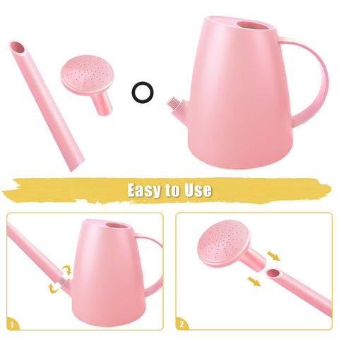 Qilebi 1.8L capacity pink watering can for compact care