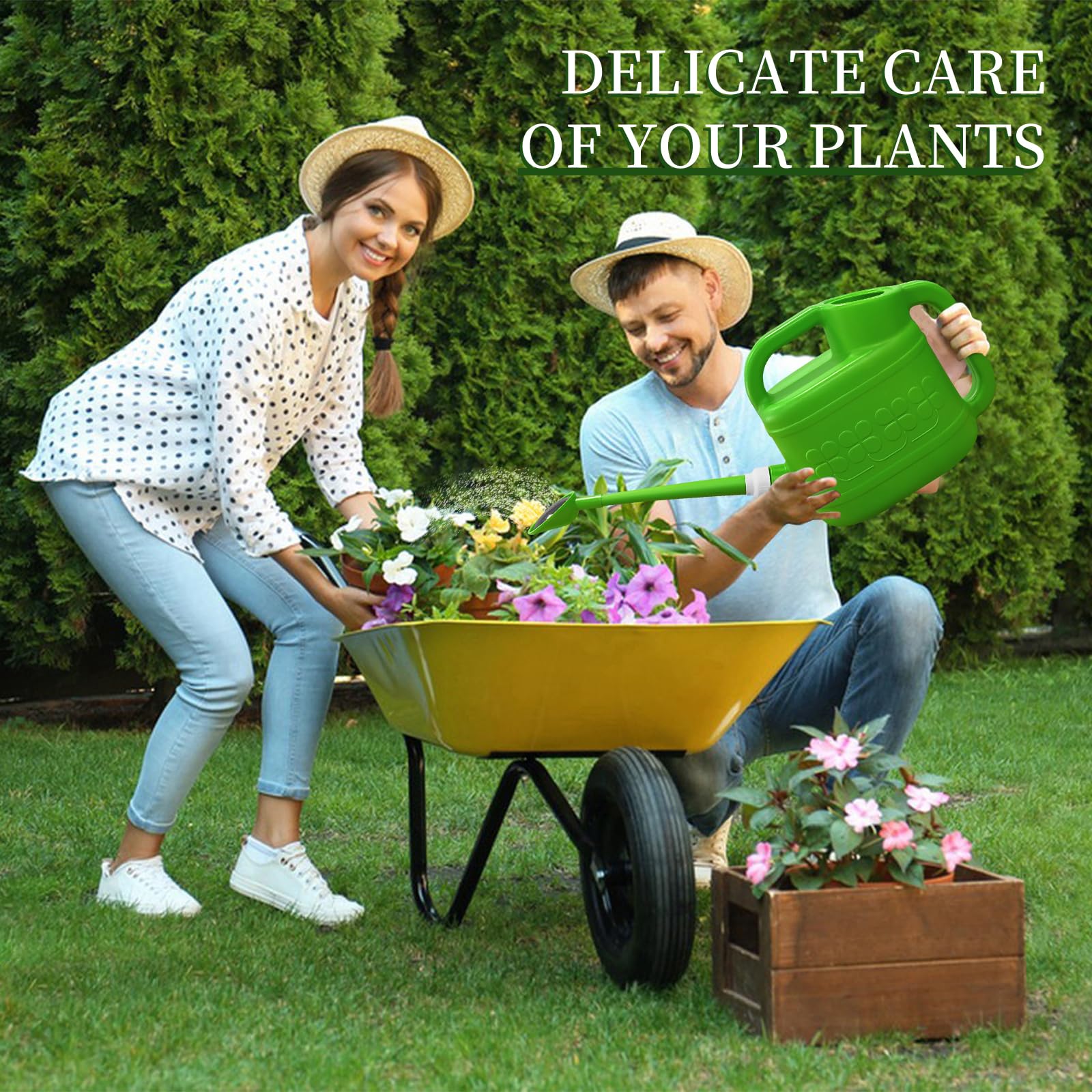Qilebi detachable nozzle provides gentle shower for delicate plants.