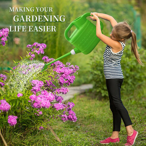 Qilebi 2 gallon plastic watering can ideal for courtyards and greenhouses.