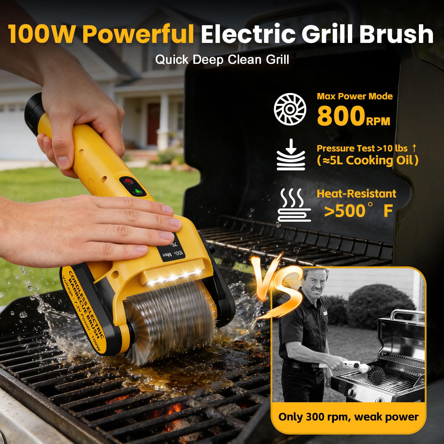 Qimedo brush head withstands up to 500°F for post-cook cleanup.