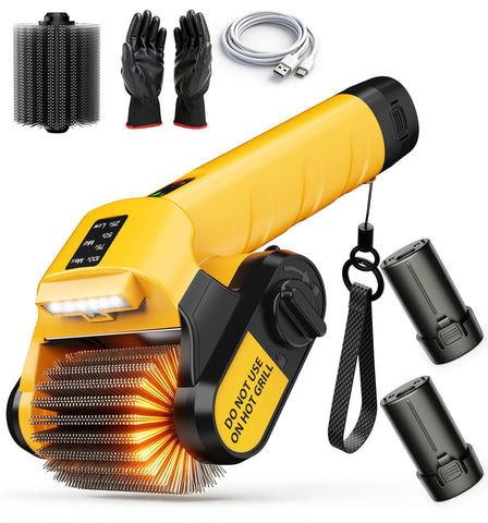 Qimedo grill brush with removable battery for extended cleaning sessions.
