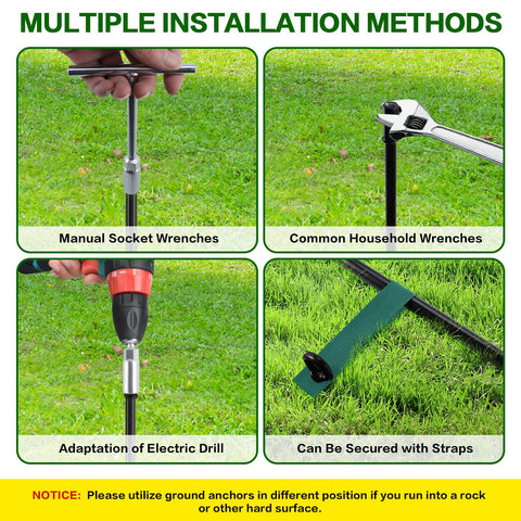 Qimshemi anchors used for tents and carports in outdoor use.