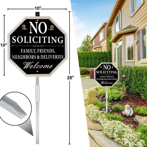 Qimshemi aluminum no soliciting sign closeup reveals weatherproof material