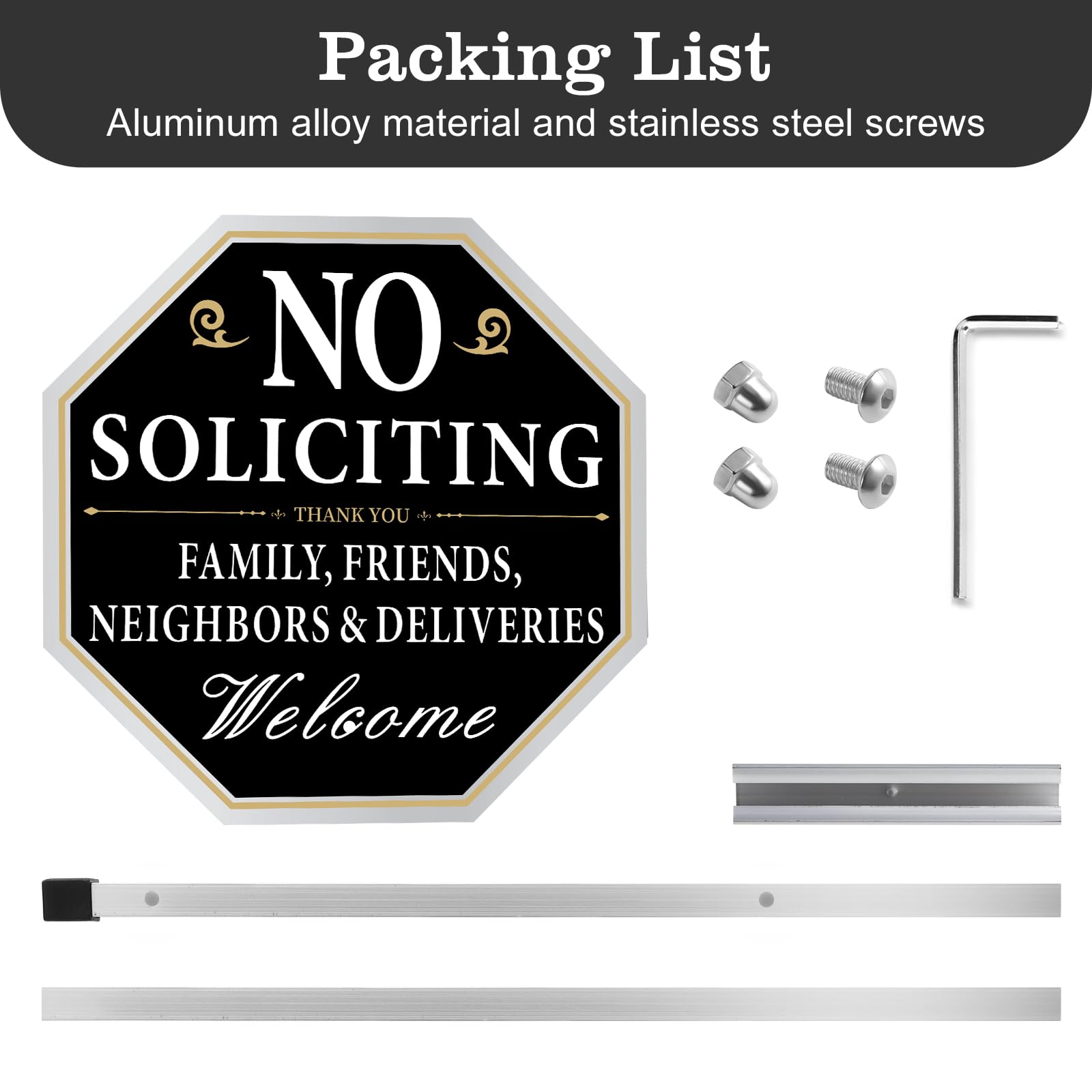 Qimshemi no soliciting sign installed in a welcoming residential yard