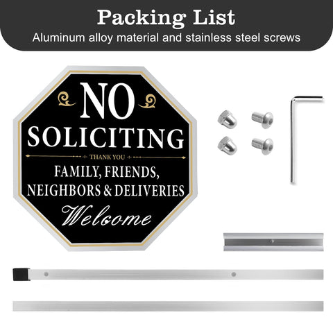 Qimshemi no soliciting sign installed in a welcoming residential yard