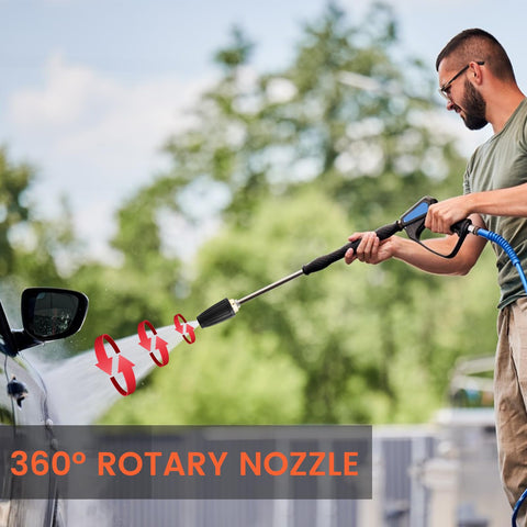 Qimshemi red 0° nozzle delivers a focused spray.