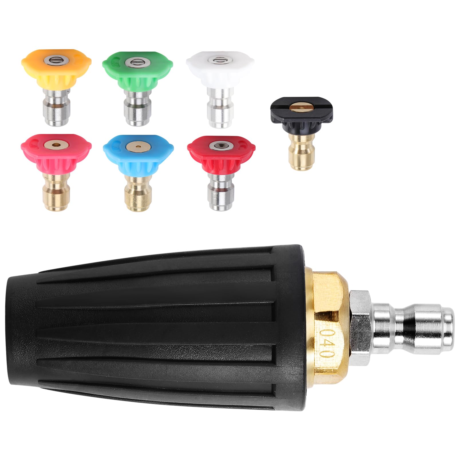 Qimshemi white 40° nozzle provides moderate, even coverage.