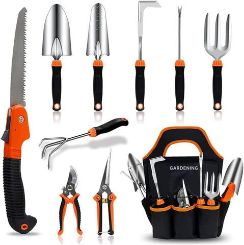 QINGFANGLI garden tool set 10pcs in stainless steel for durable performance