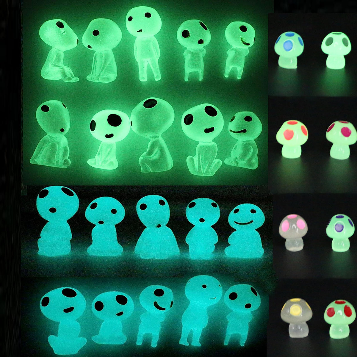 Qingo tree elves glow in the dark for magical fairy garden accents.
