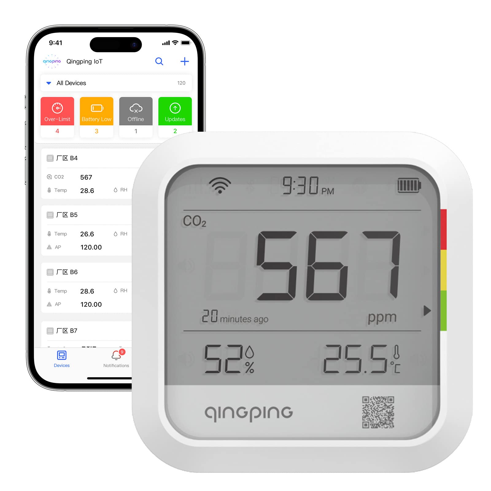 Qingping CO2 Monitor shows precise CO2 readings with the NDIR sensor for safer spaces