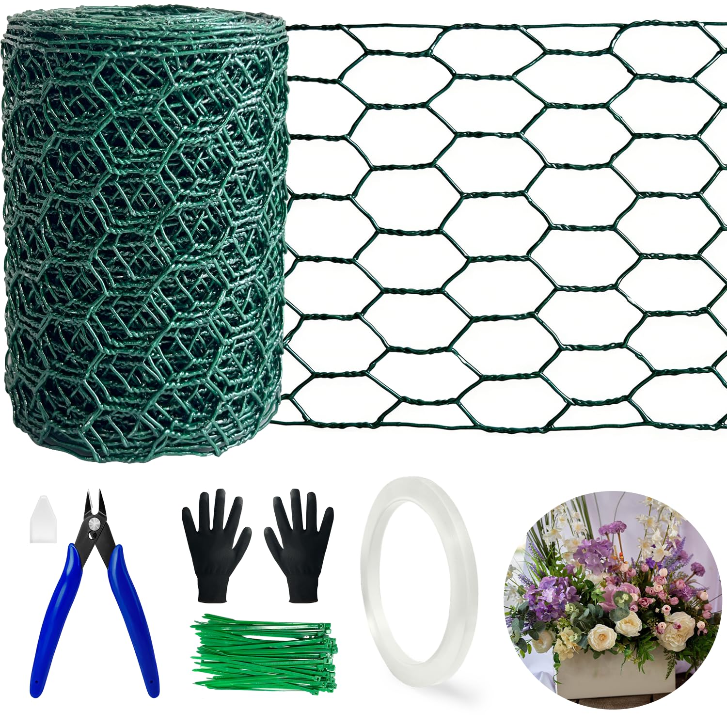 Qinheesiu floral chicken wire kit for custom arrangements with sturdy stem support.