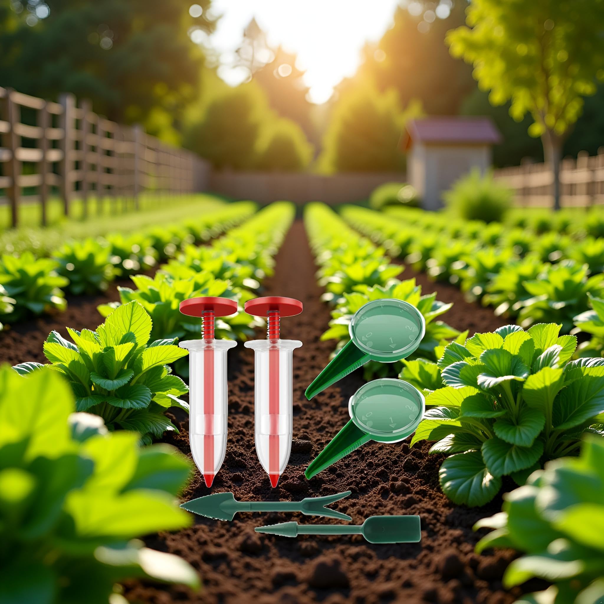 Qintreesify dibber widger set showing safe seedling transplantation.