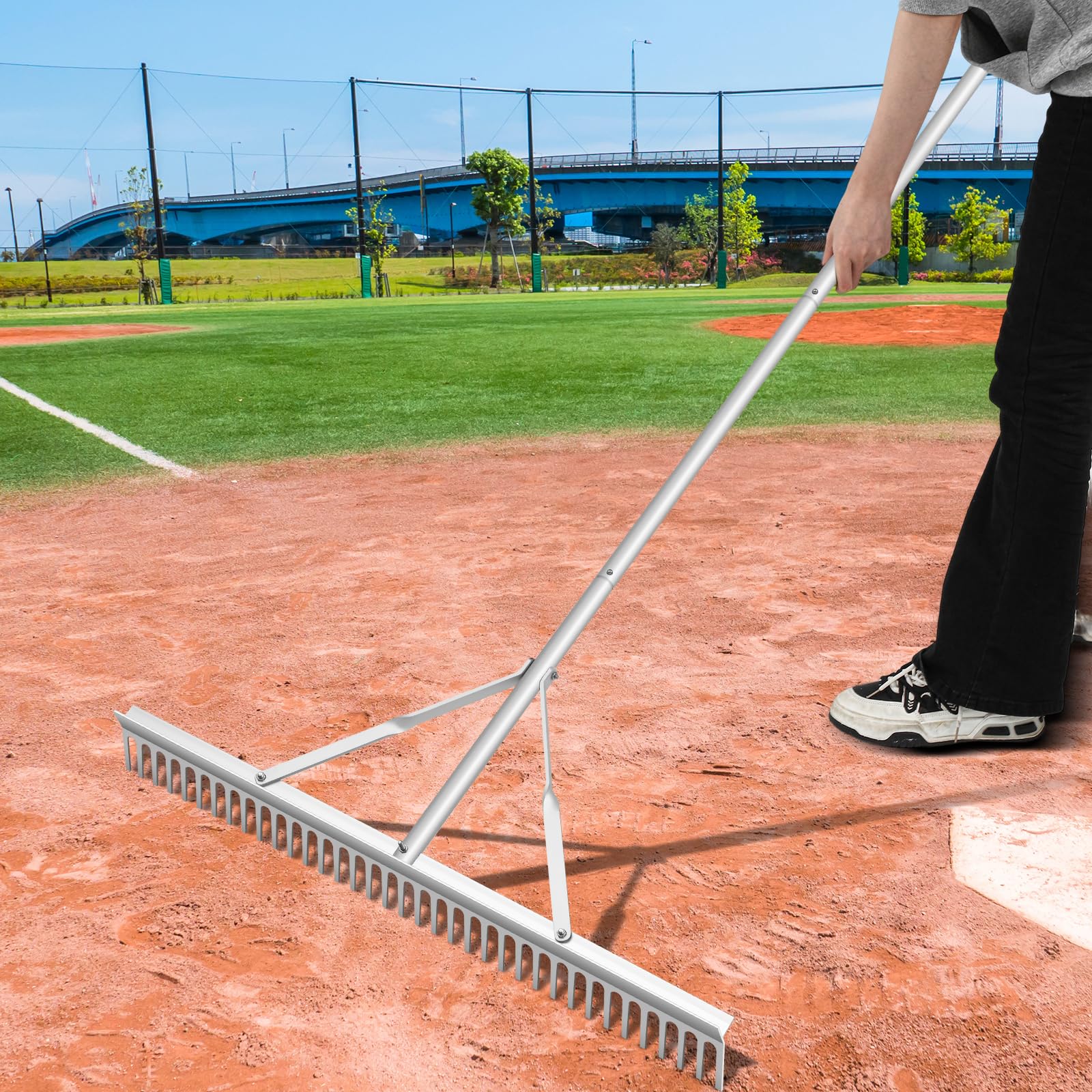 Qinyoung aluminum maintenance rake with 36-inch head for efficient field prep