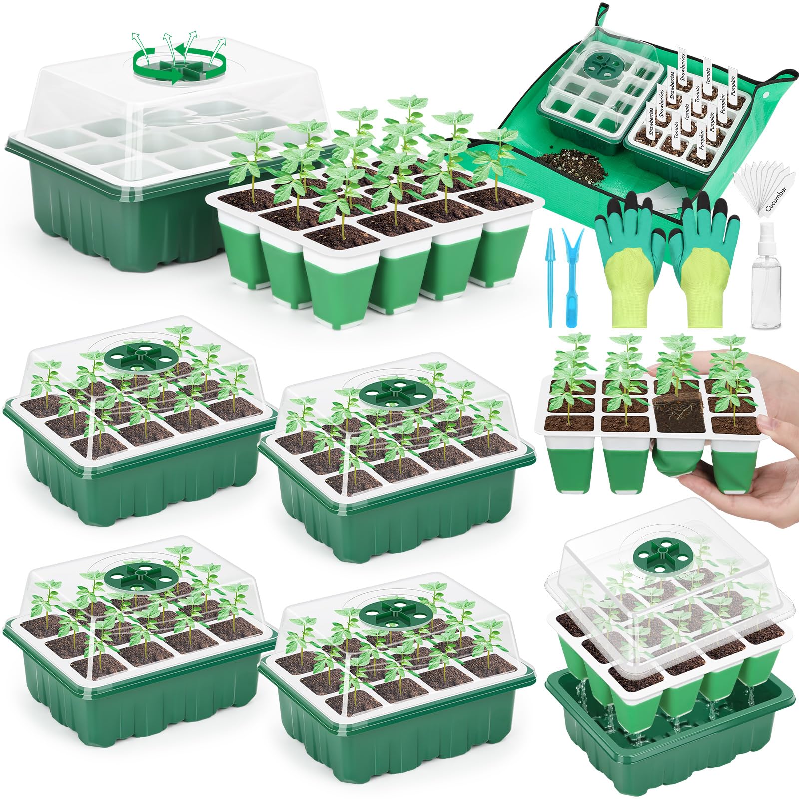 Qinzave 60-cell seed starter tray close-up showing durable silicone for long-lasting germination