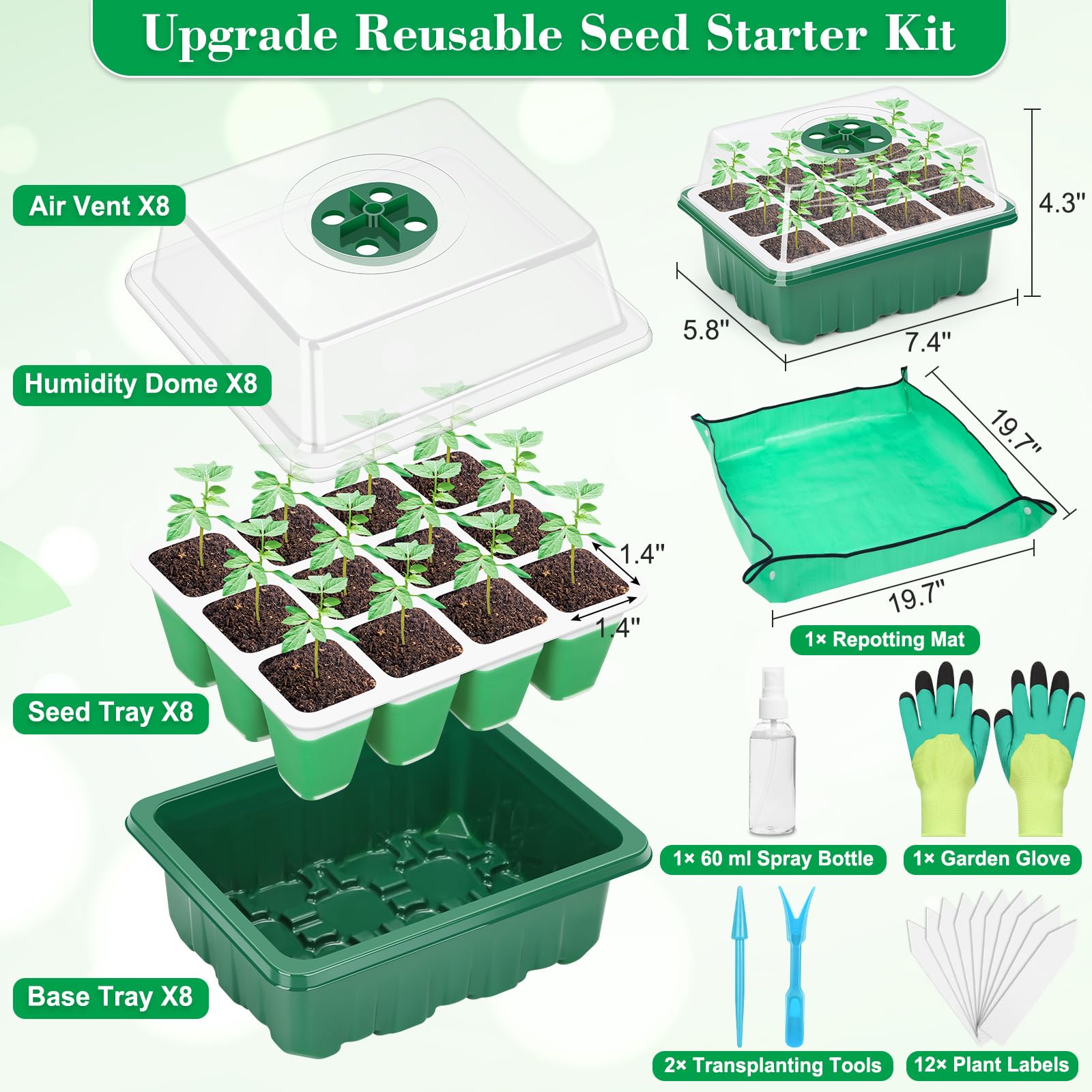 Qinzave repotting mat keeps soil from splashing during transplant.