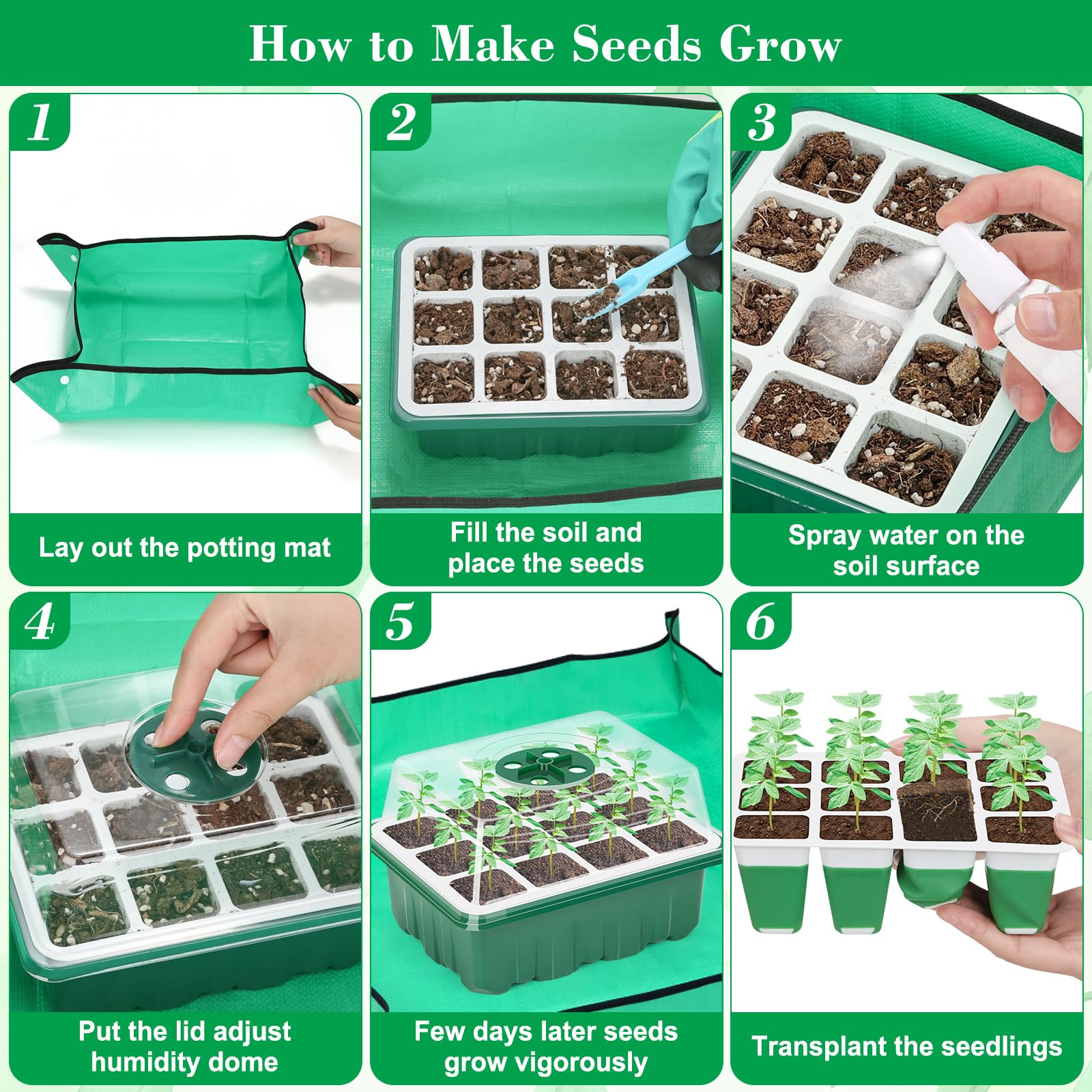 Qinzave five-pack seed starter set suitable for vegetables, herbs, and flowers