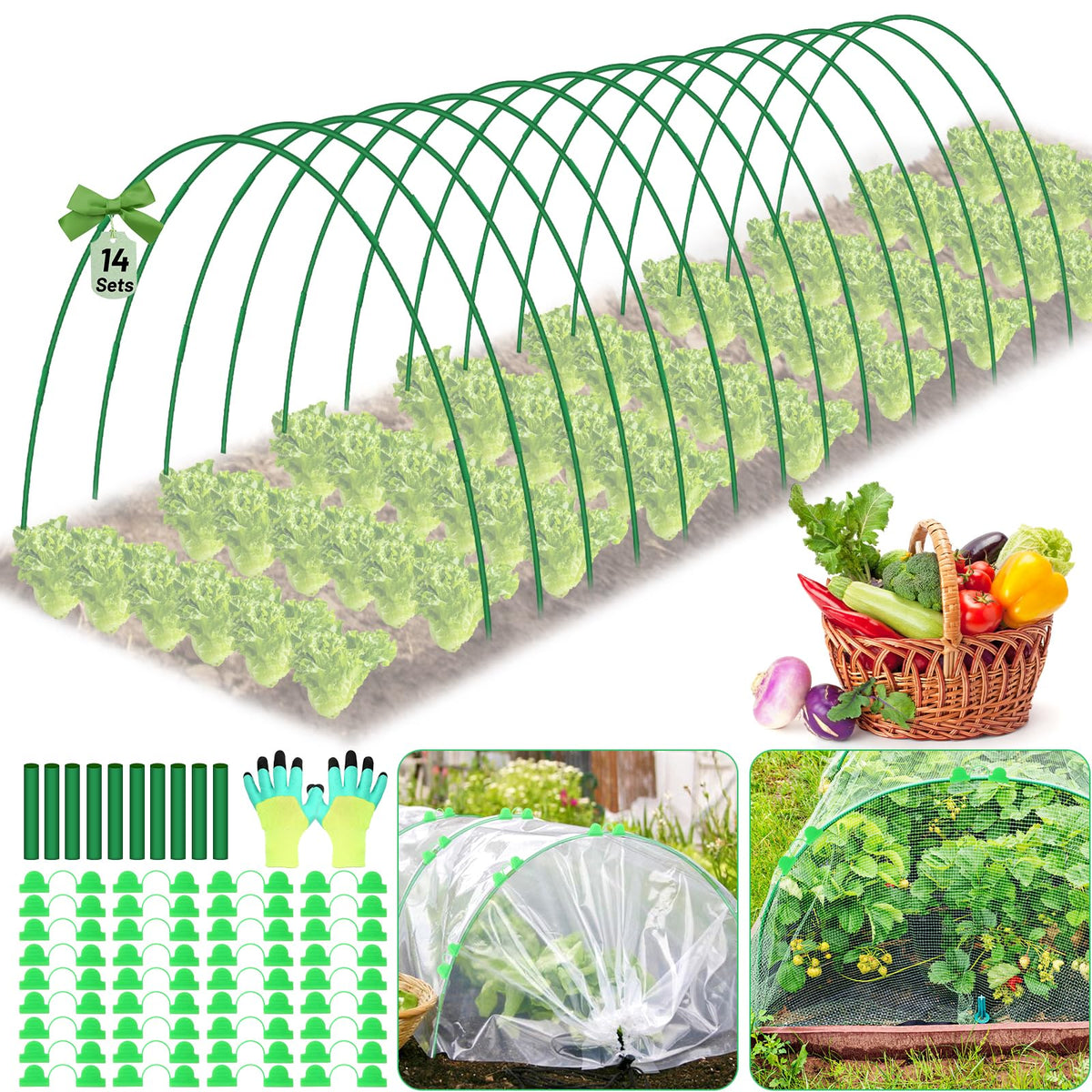 Qinzave garden hoops 70-pcs set for durable raised-bed support.