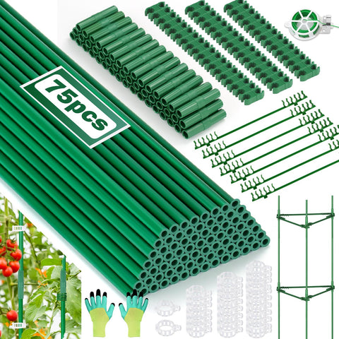 Qinzave garden stake set overview showing complete kit for versatile plant support