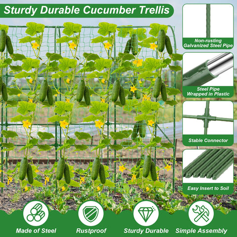 Close-up of trellis netting and assembly kit for easy setup.