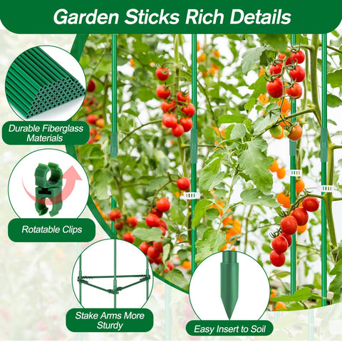 Qinzave multiuse garden stakes used in vegetable beds and balcony containers