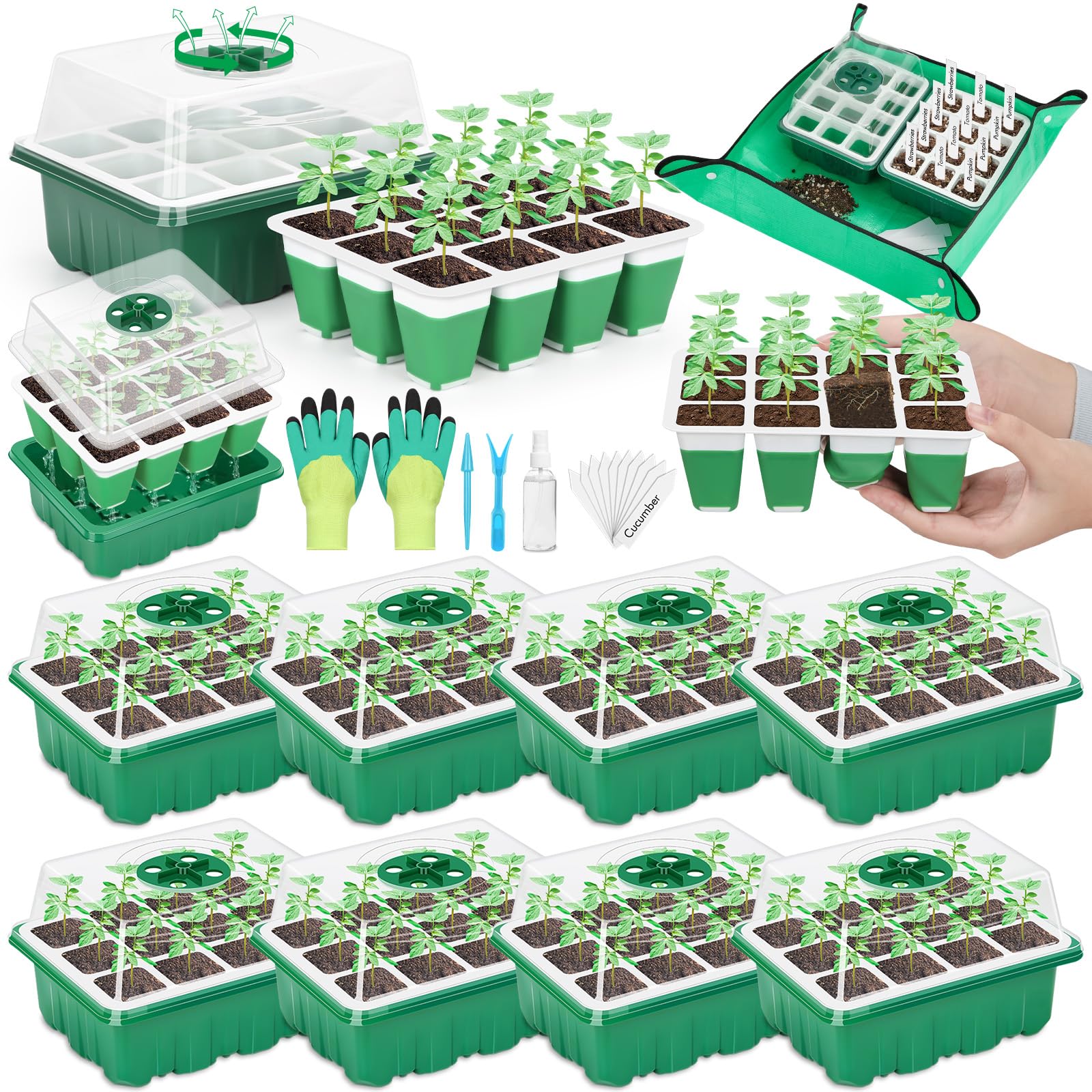 Qinzave 96-cell seed starter tray ready for germination.