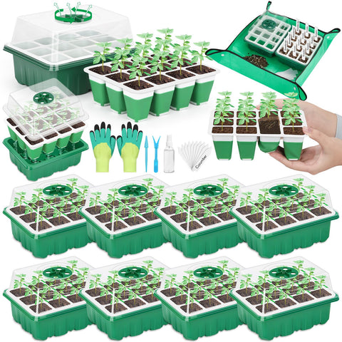 Qinzave 96-cell seed starter tray ready for germination.