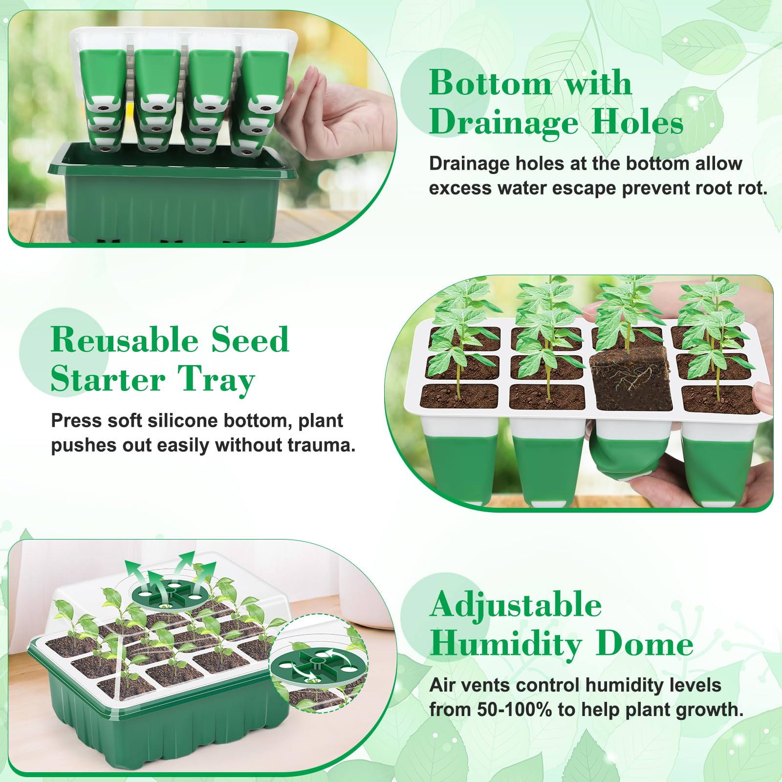 Qinzave seed starter tray shows drainage holes for healthy soil aeration