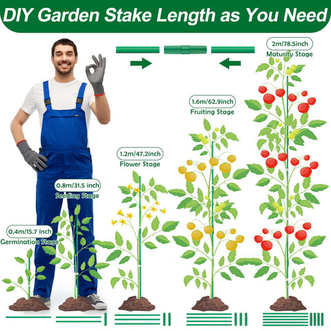 Qinzave stake arms with connectors demonstrated for easy triangle tomato cage assembly