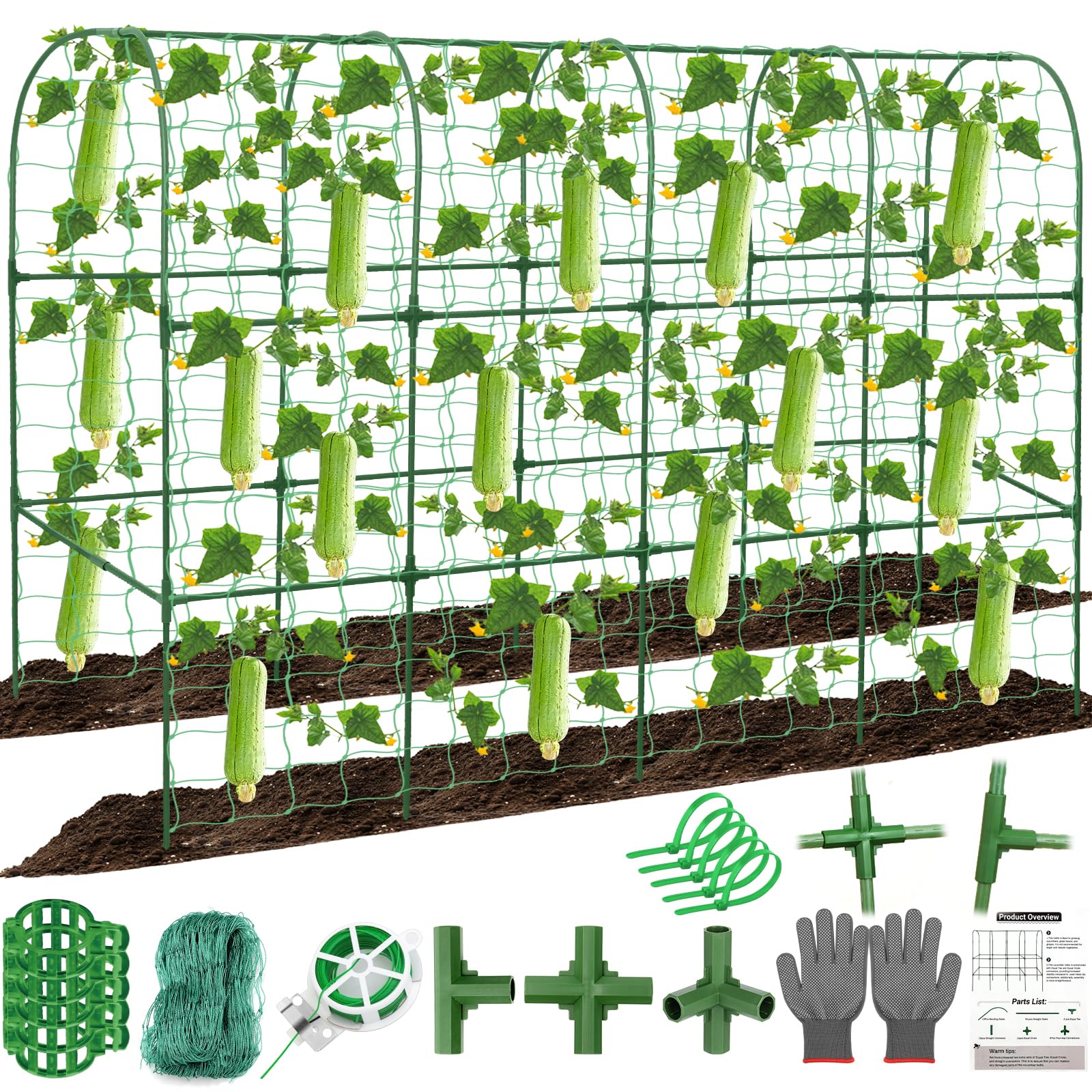 Qinzave U-shaped cucumber trellis arch supports dual-side climbing plants.