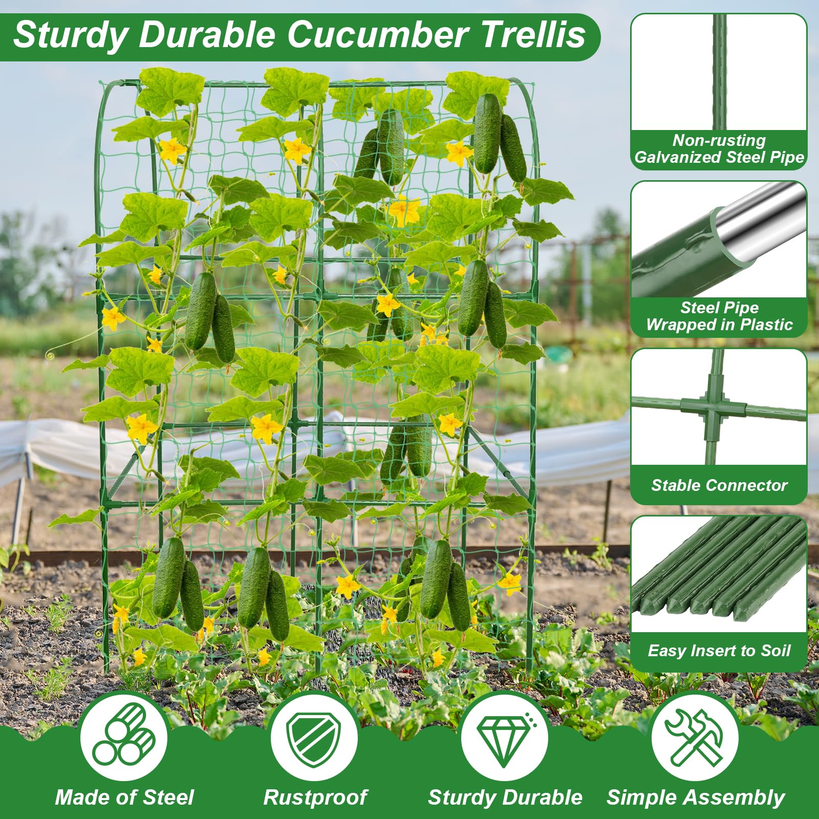 Qinzave u-shape trellis installation kit enables stable, space-efficient garden growth