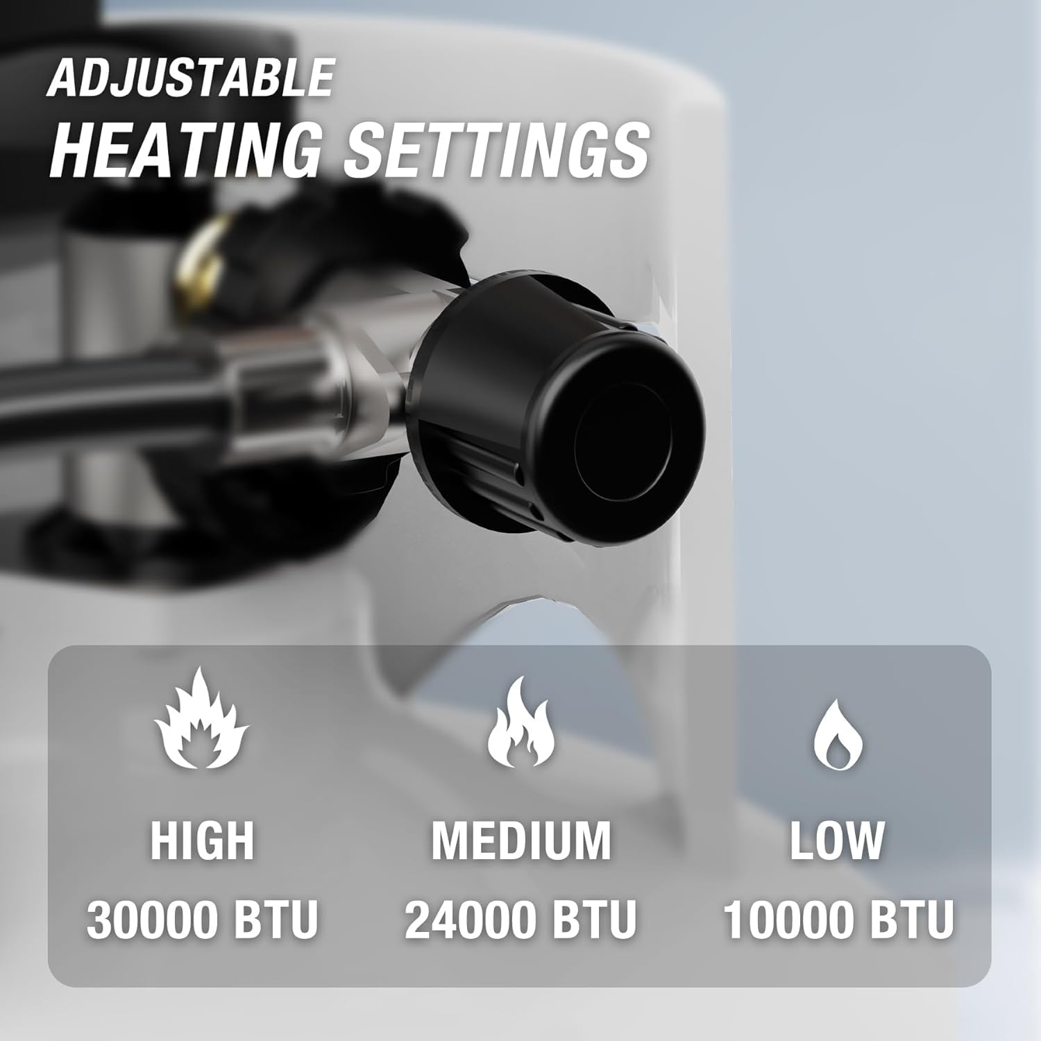 QIOMALA safety features including tip-over protection and shut-off valve