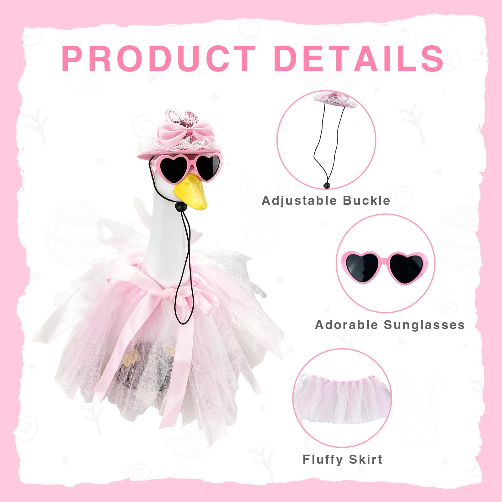 QIONG heart-shaped sunglasses complete a charming outdoor goose costume.