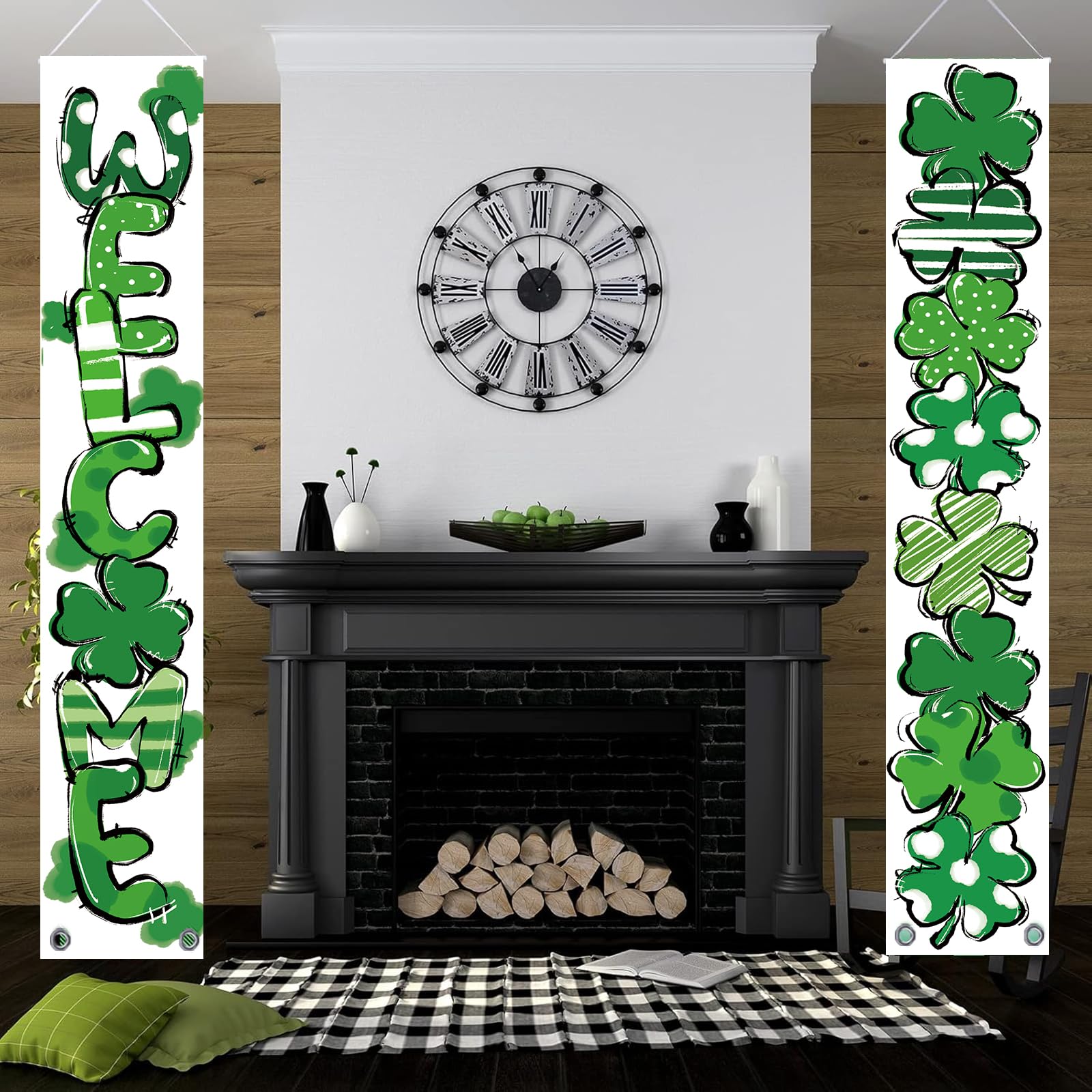 QIONG MENG St Patrick's Day banner folds flat for compact storage after events.