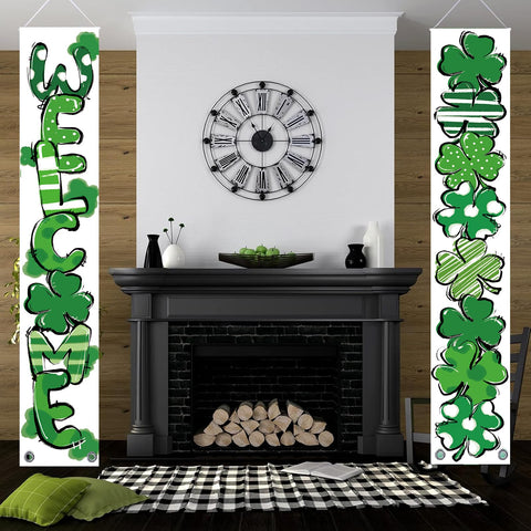 QIONG MENG St Patrick's Day banner folds flat for compact storage after events.